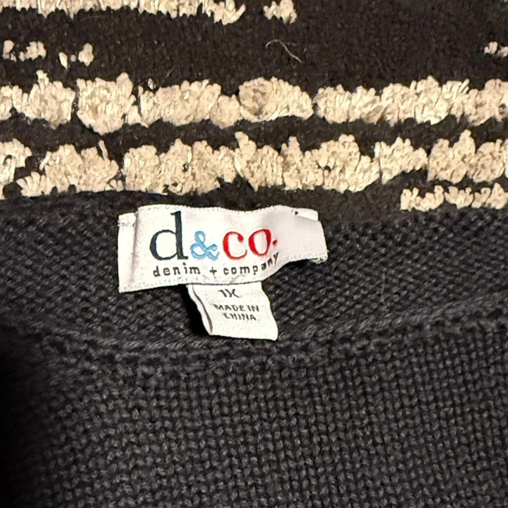 Denim&Co Black Knit Sweater - Picture 2 of 4